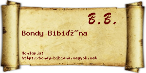 Bondy Bibiána névjegykártya
